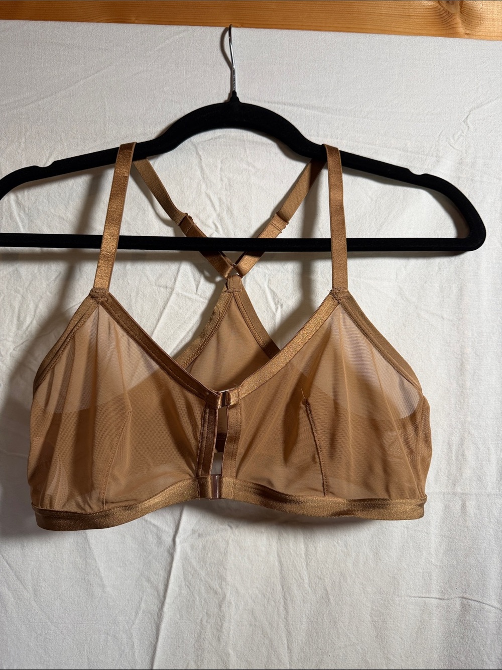 Auden Sheer Wireless Bralette in Tan